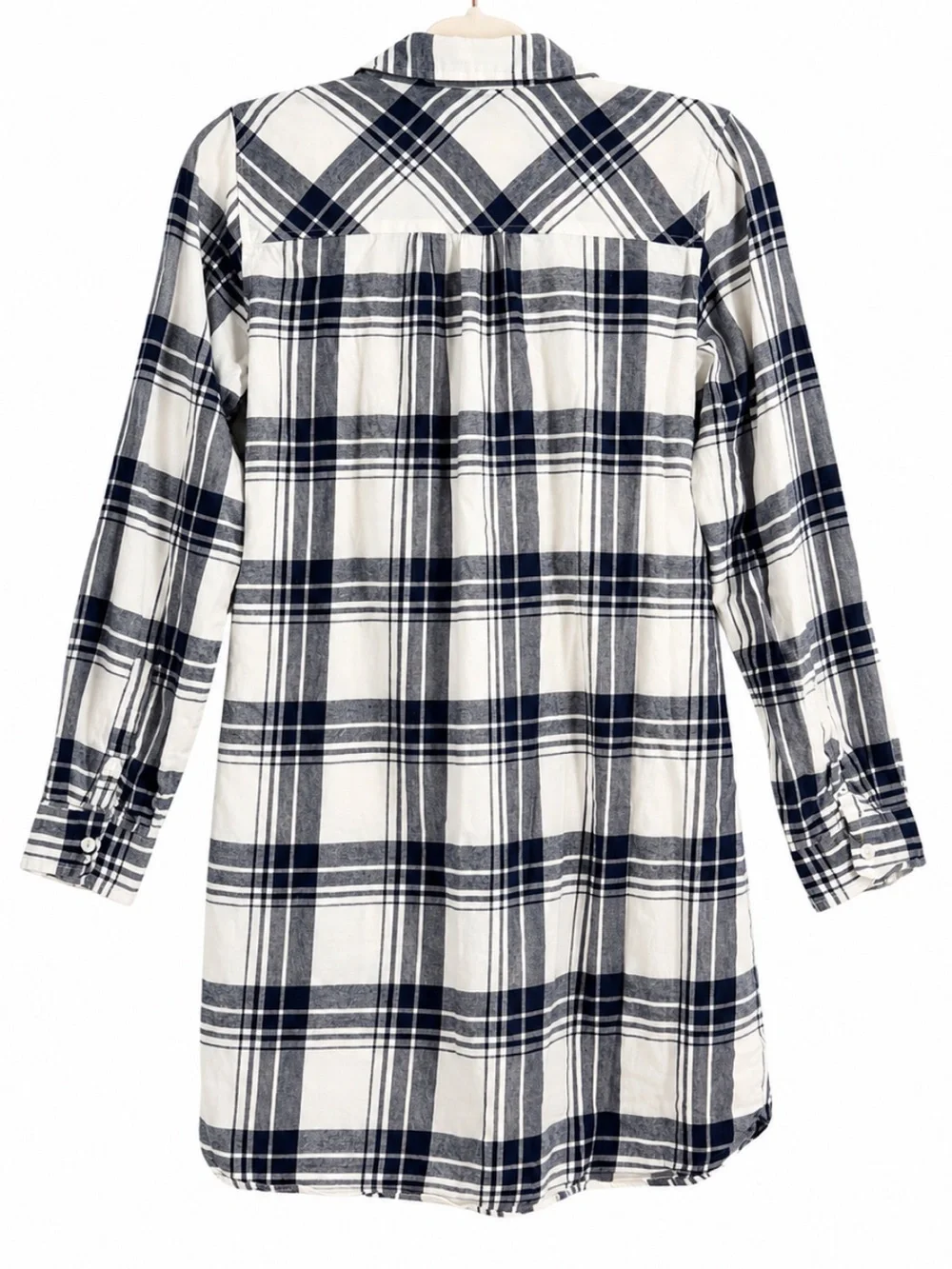 J.Crew Mercantile 100% Cotton Navy & White Plaid Flannel Tie-Waist Shirt Dress